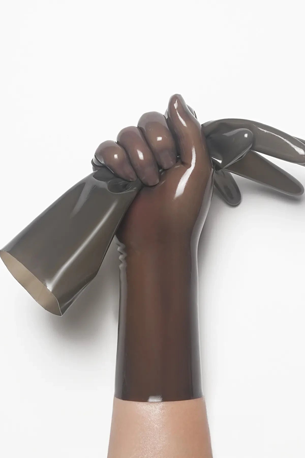 Classic Short Moulded Latex Gloves — Smoky Black