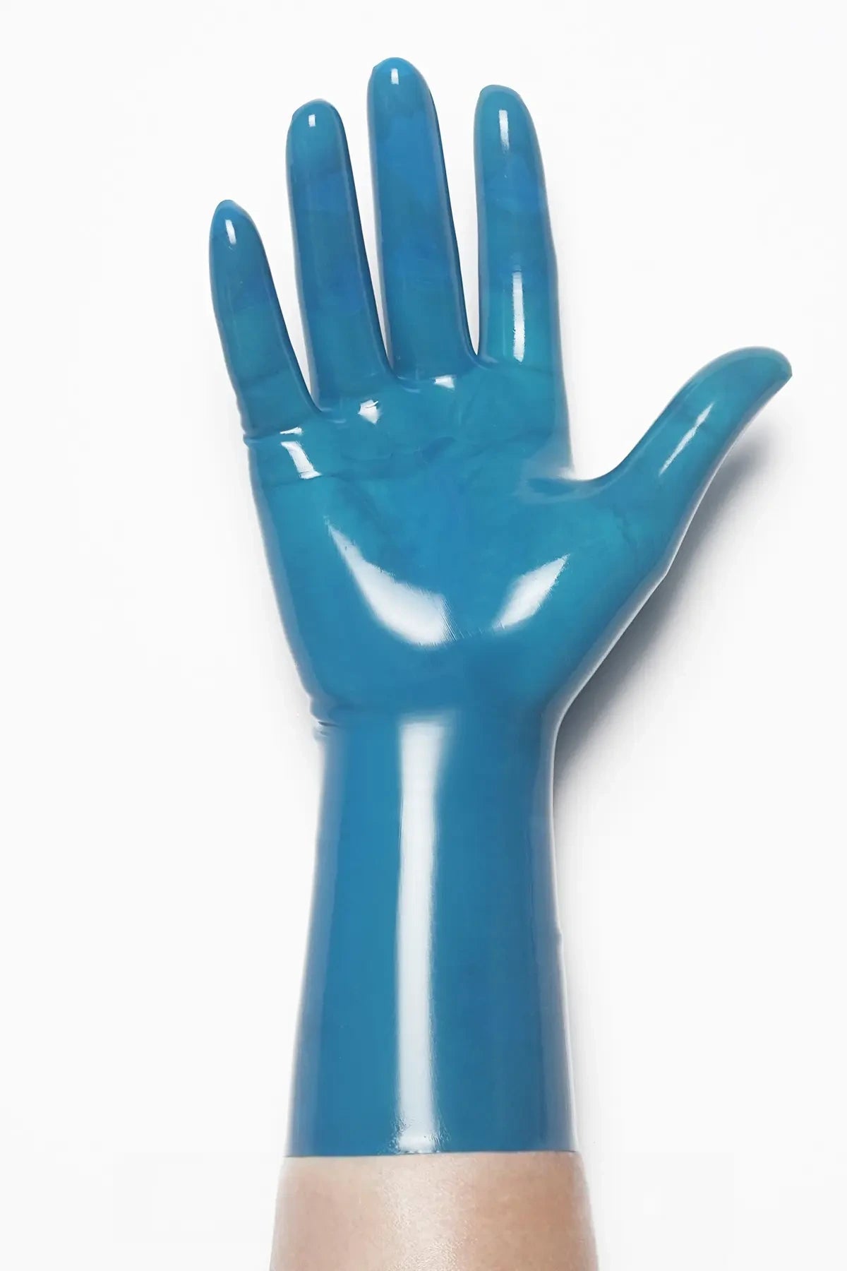 Classic Short Moulded Latex Gloves — Translucent Blue