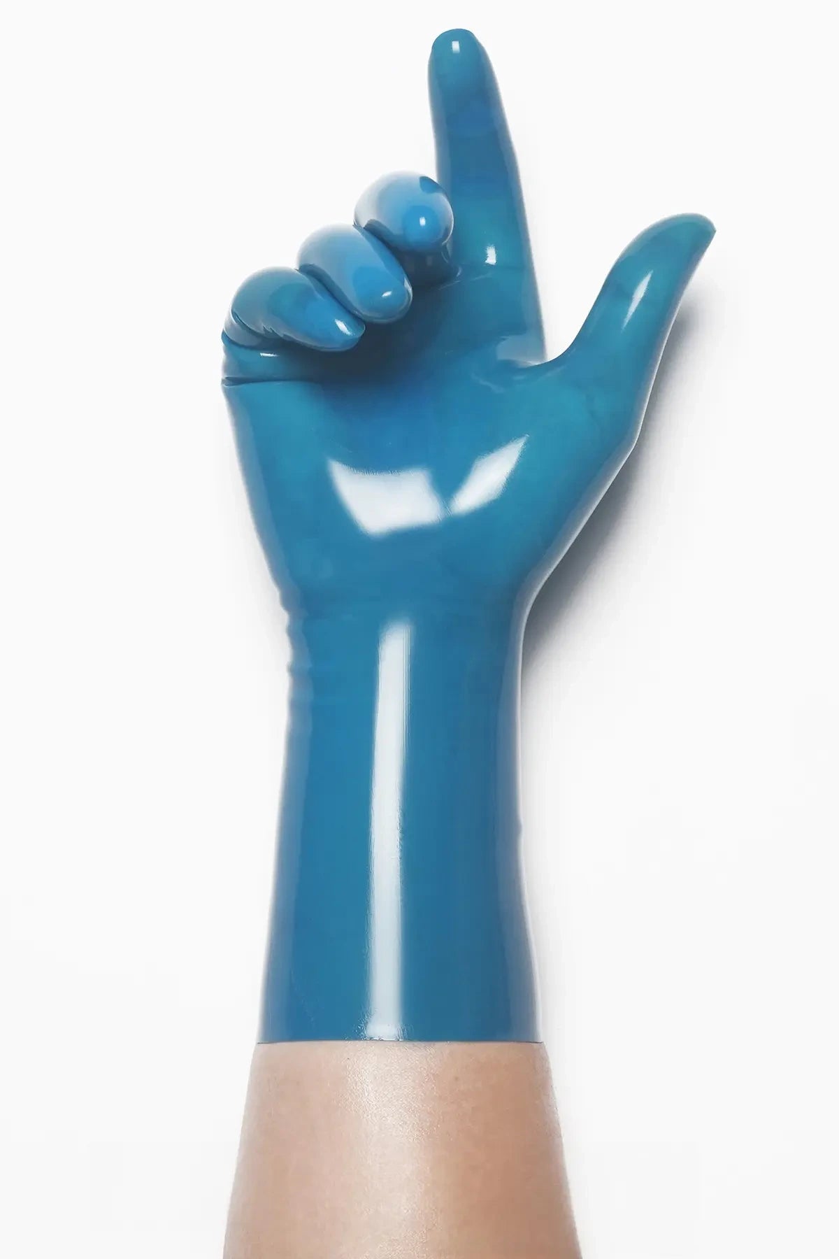 Classic Short Moulded Latex Gloves — Translucent Blue