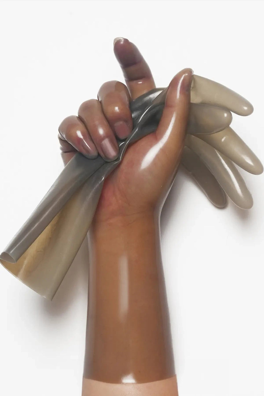 Classic Short Moulded Latex Gloves — Translucent Grey
