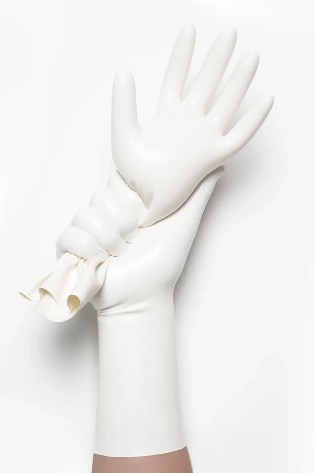 Classic Short Moulded Latex Gloves — White