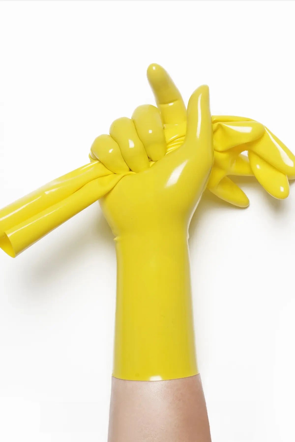 Classic Short Moulded Latex Gloves — Yellow