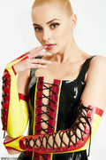 Latex Gloves in Yellow with Red Trim – High-Gloss Women's Latex Gloves