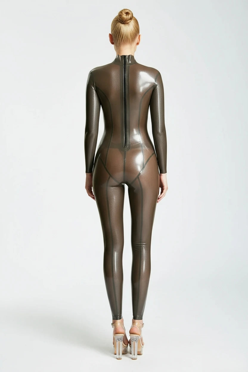 Keyhole Neckline Latex Catsuit