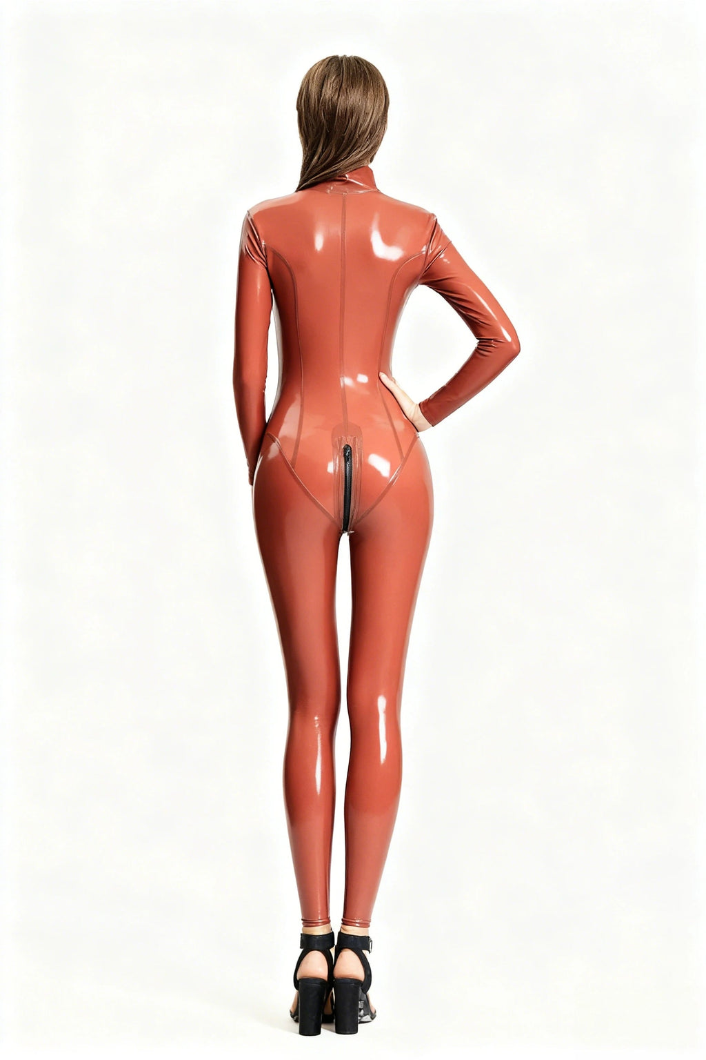 Keyhole & Belted Neck Latex Catsuit