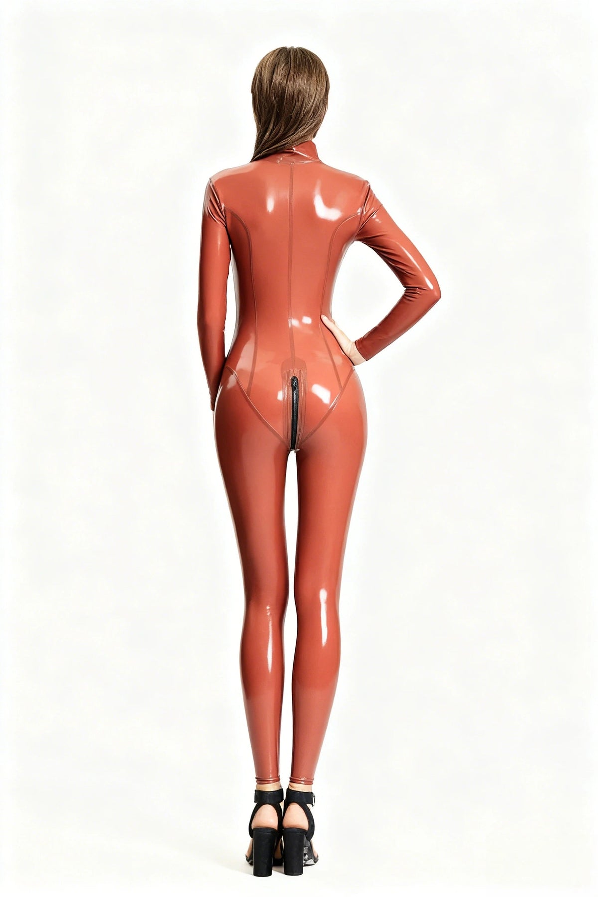 Keyhole & Belted Neck Latex Catsuit