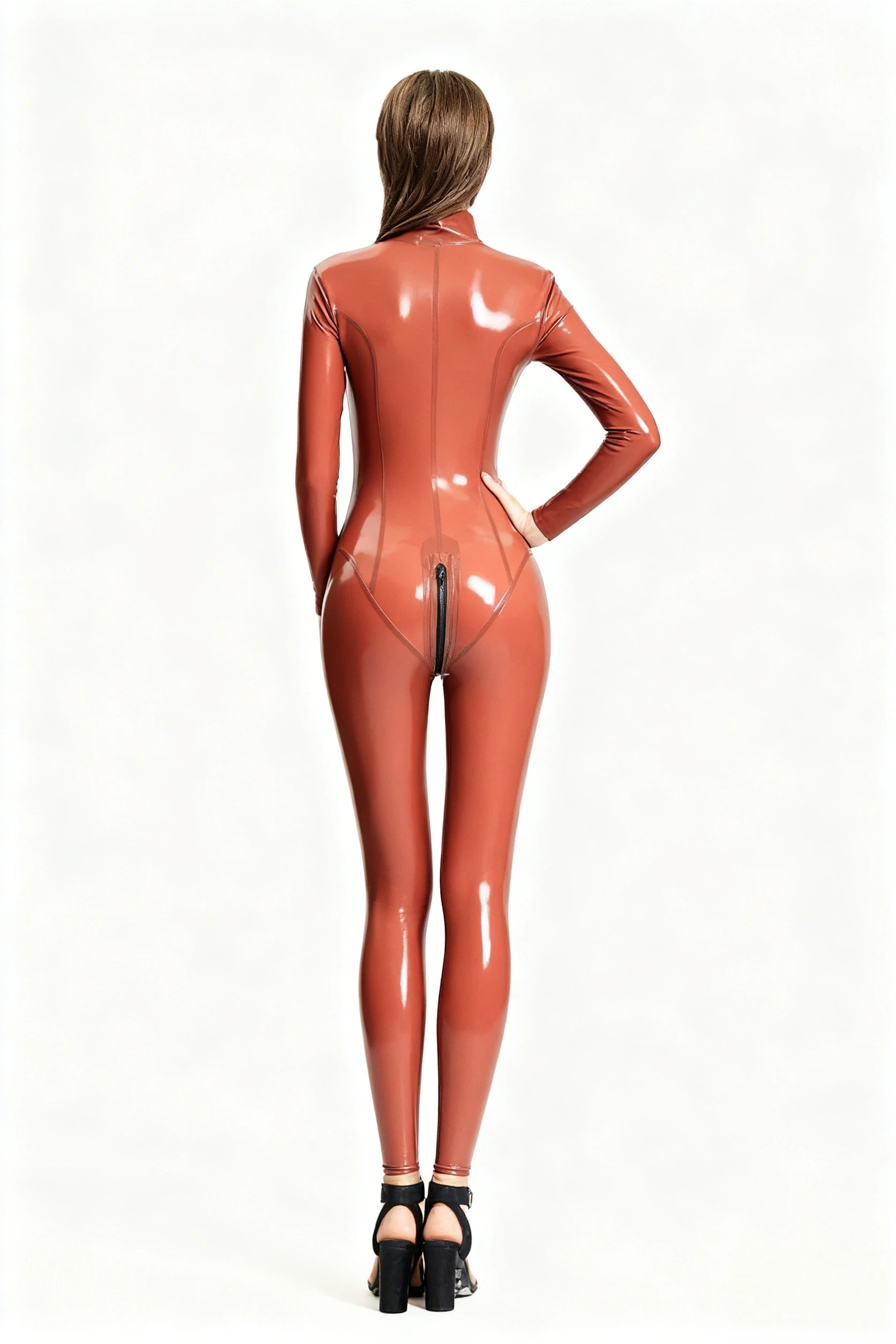 Keyhole & Belted Neck Latex Catsuit