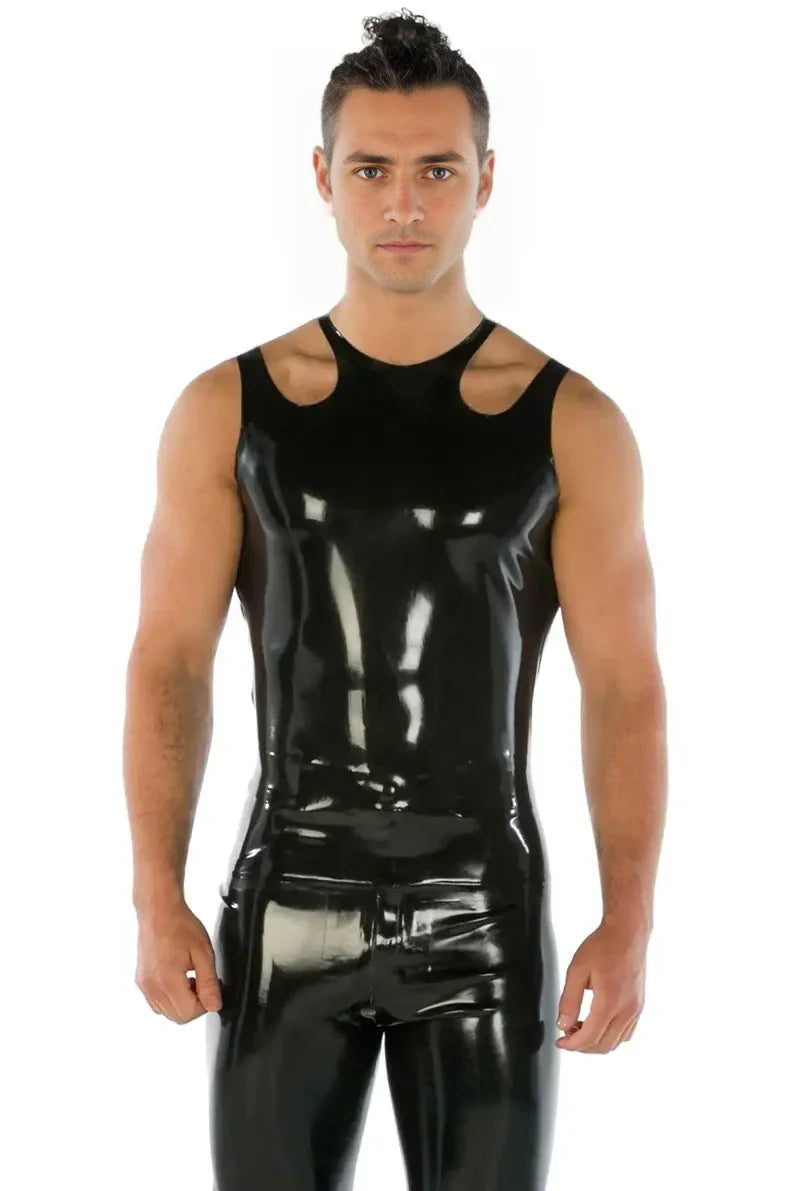 Cutaway Shoulder Men's Latex Vest Top