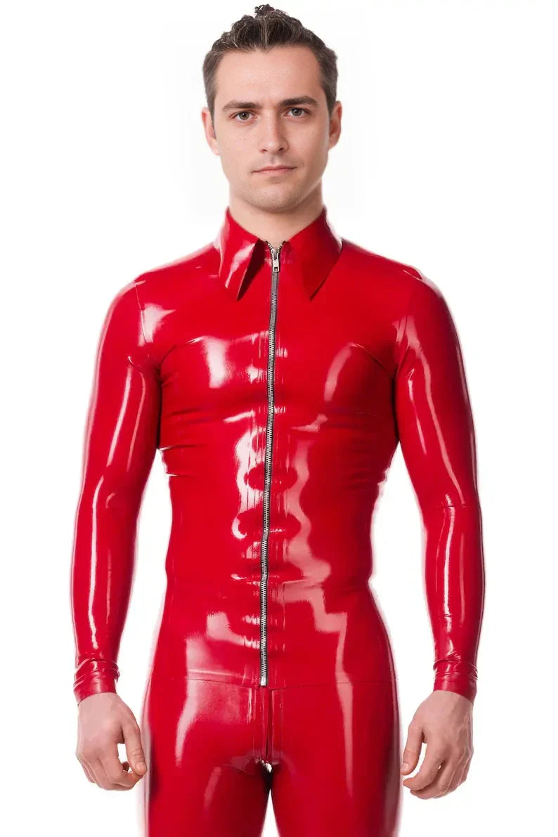 Latex Long-Sleeve Polo-Neck Shirt – Men’s