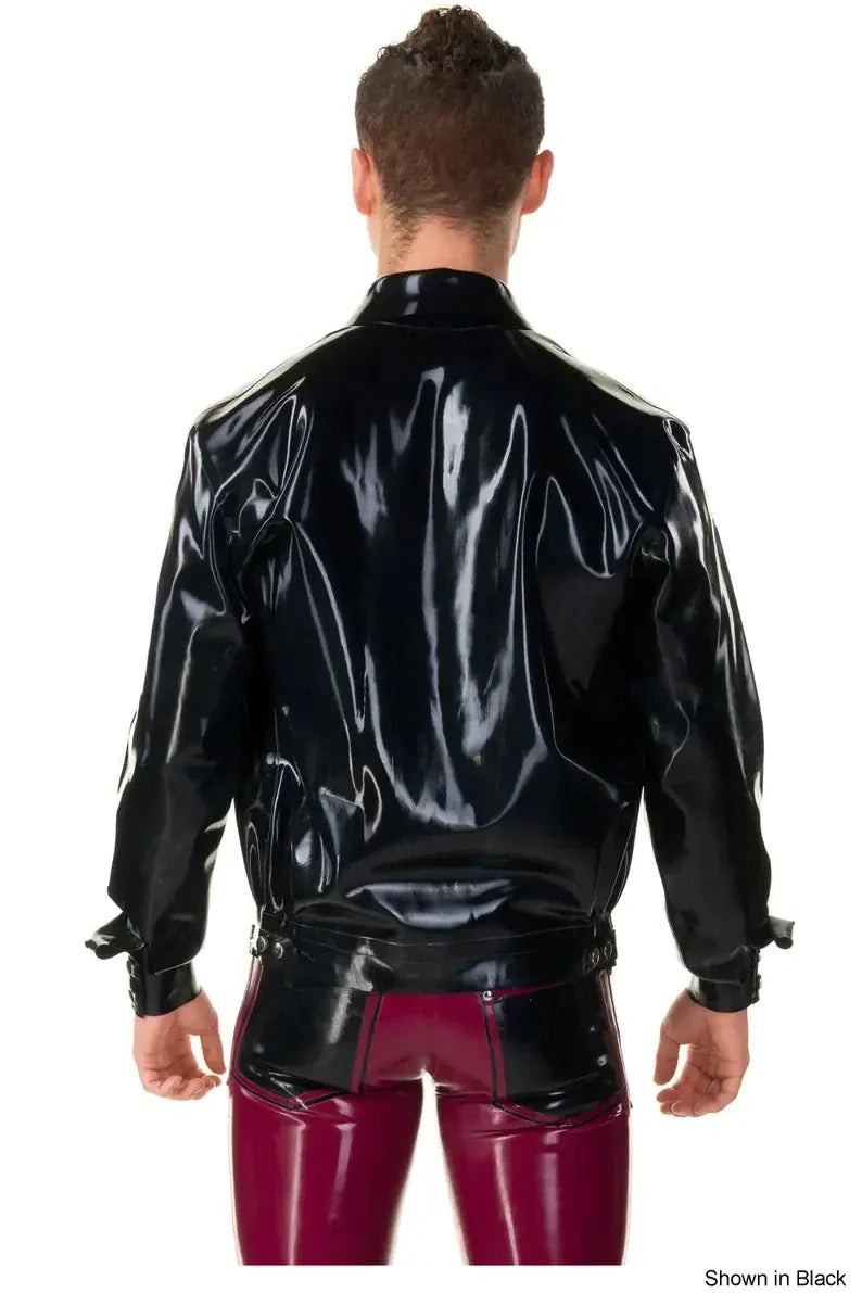 Latex Bomber Press Stud Front Jacket – Classic Handmade Men's Latex Outerwear