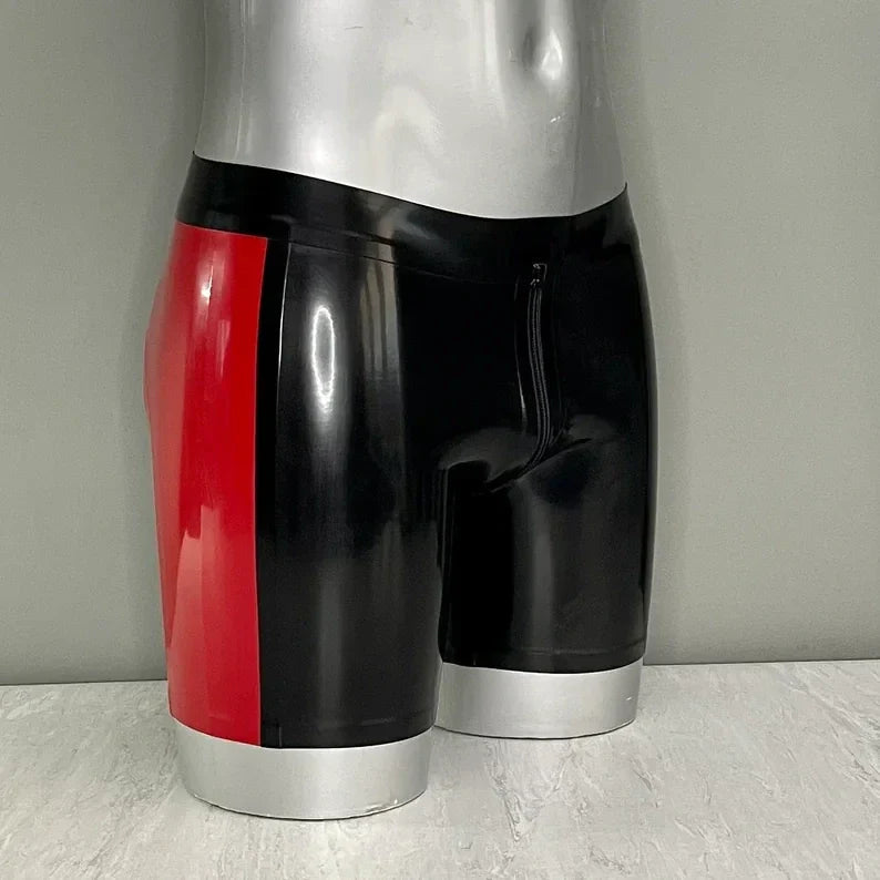 Hip Contrast Panel Latex Shorts