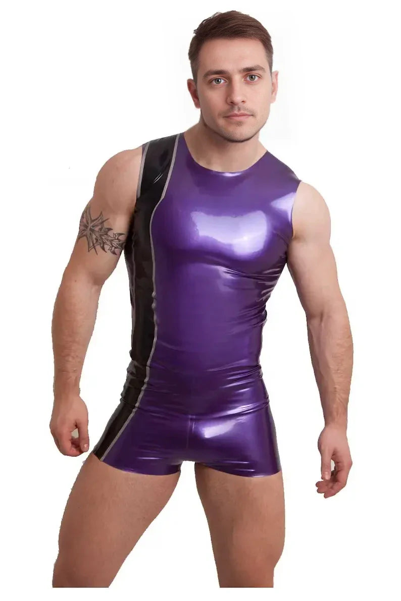 Latex Striped Tank Top with Silver Trim
