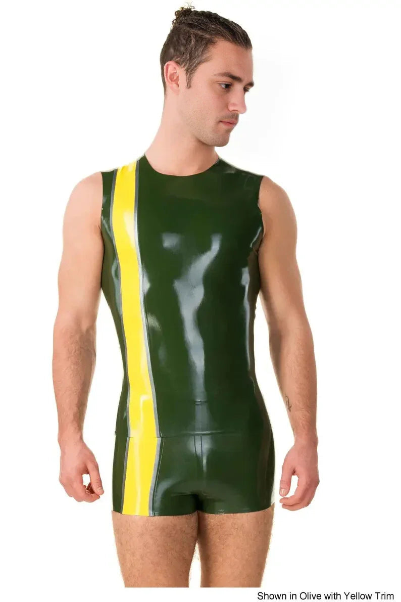 Latex Striped Tank Top with Silver Trim