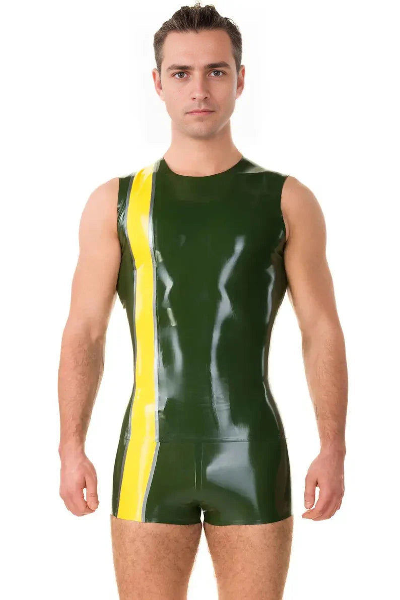 Latex Striped Tank Top with Silver Trim