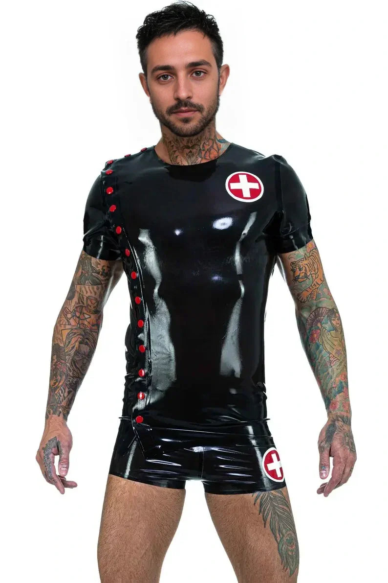 Doc Medic Short-Sleeve Latex Crop Top