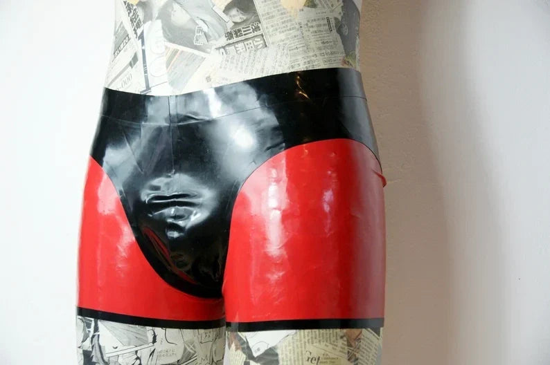 Men’s Contrast Latex Shorts with Shaped Cut