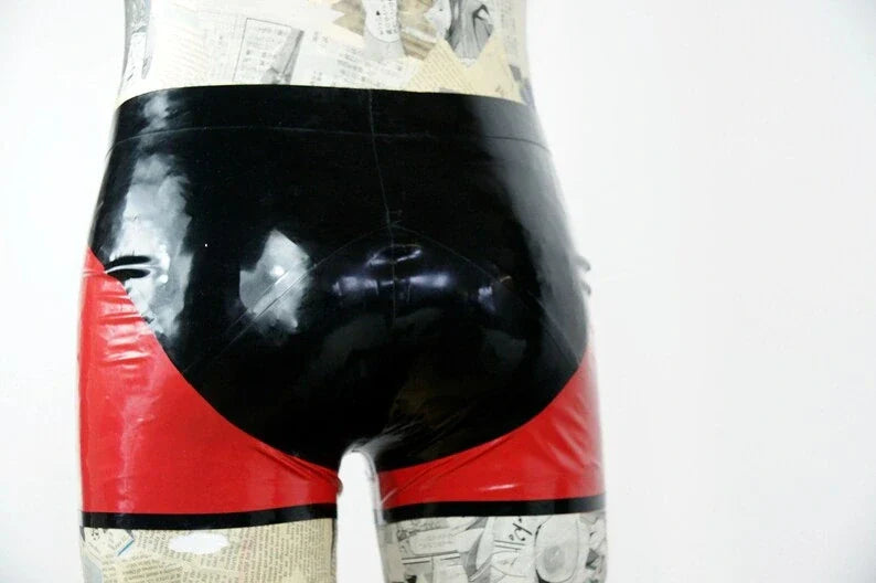 Men’s Contrast Latex Shorts with Shaped Cut