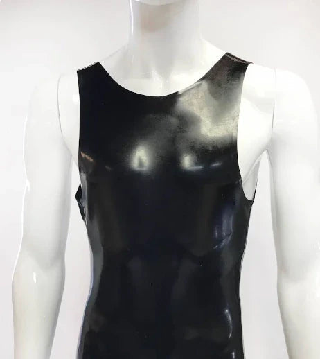 Latex Suspender Tank Top with Scoop Neck