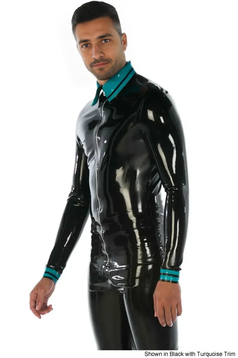 Front Full-Zip Latex Polo Top