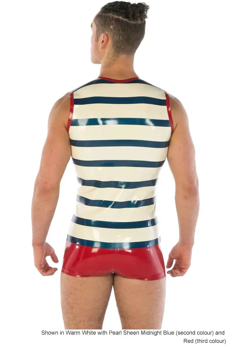 Latex Striped Vest with Front Zipper