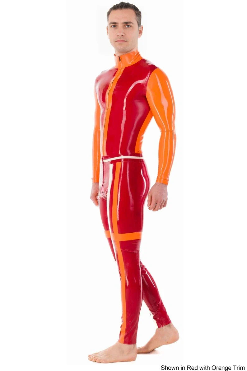 Athletic-Striped Latex Leggings