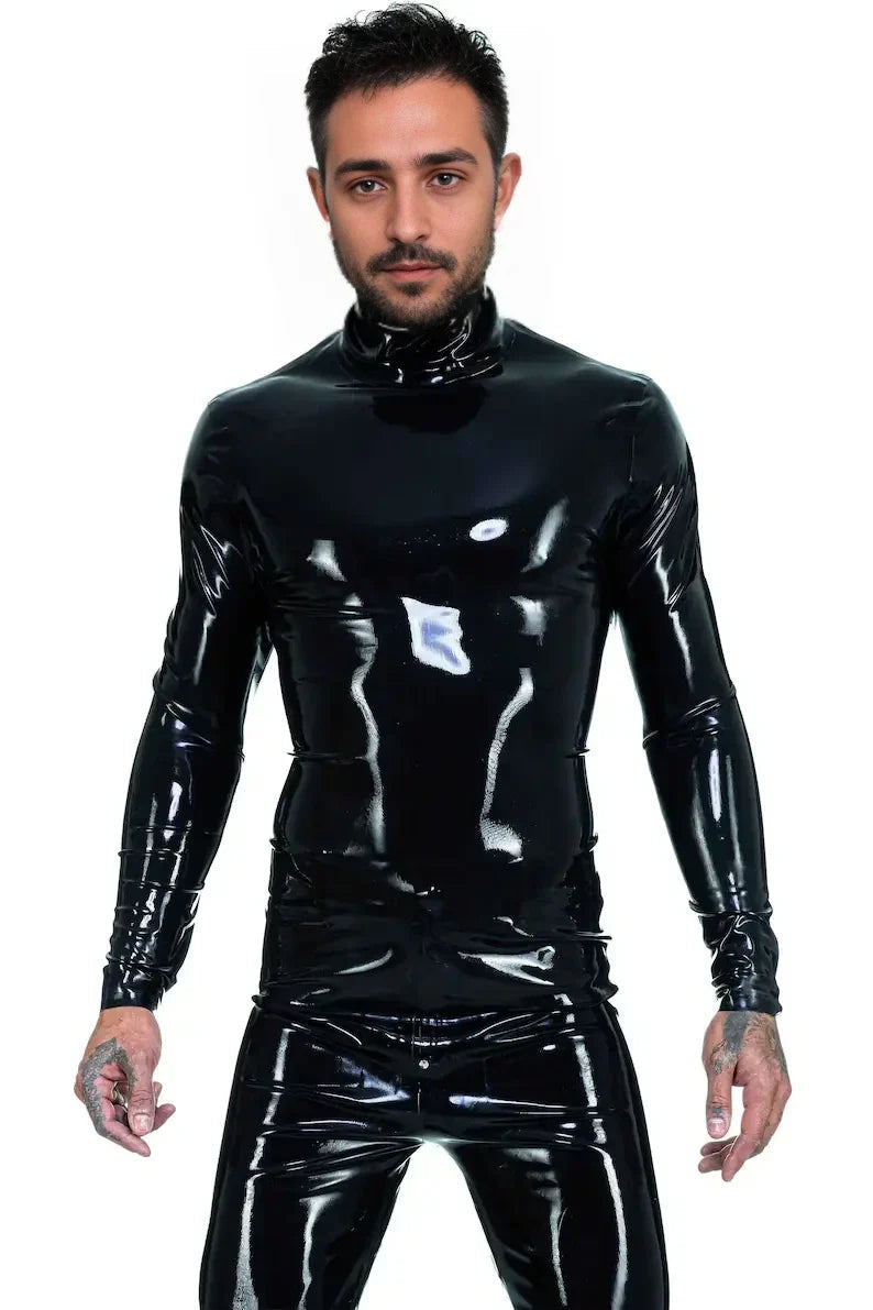 Latex Long Sleeve Back Zip Top – Men