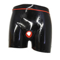 Latex Shorts with O-Ring Front Opening and Contrast Trim