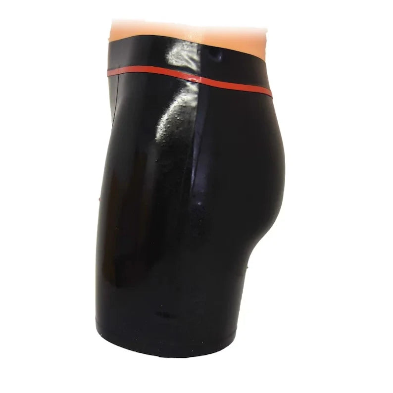 Latex Shorts with O-Ring Front Opening and Contrast Trim
