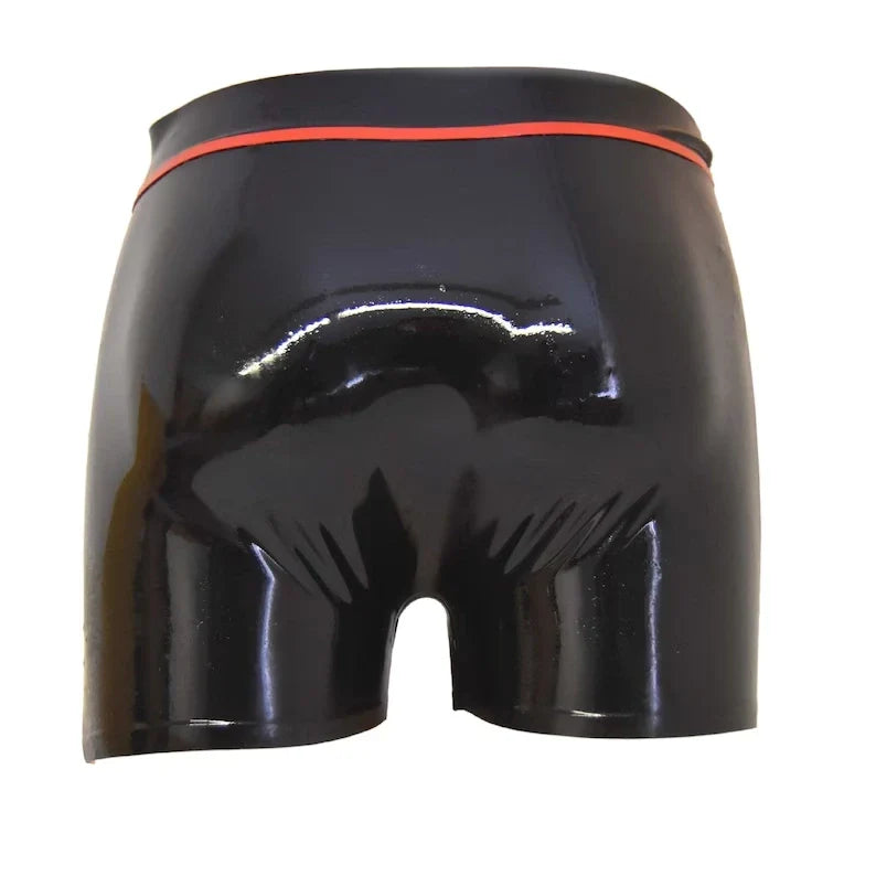 Latex Shorts with O-Ring Front Opening and Contrast Trim