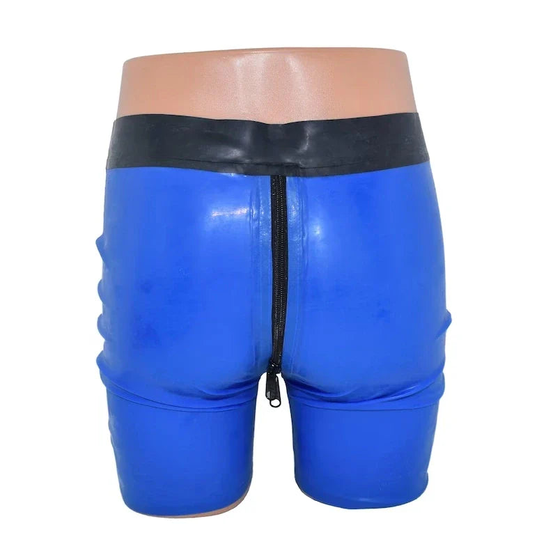 Latex Double Zipper Shorts – Handmade High-Gloss Latex Shorts for Men
