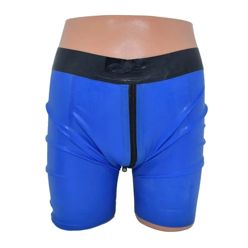 Latex Double Zipper Shorts – Handmade High-Gloss Latex Shorts for Men