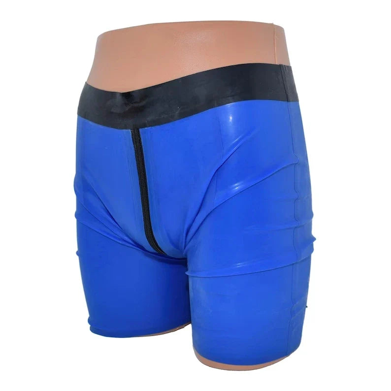 Latex Double Zipper Shorts – Handmade High-Gloss Latex Shorts for Men