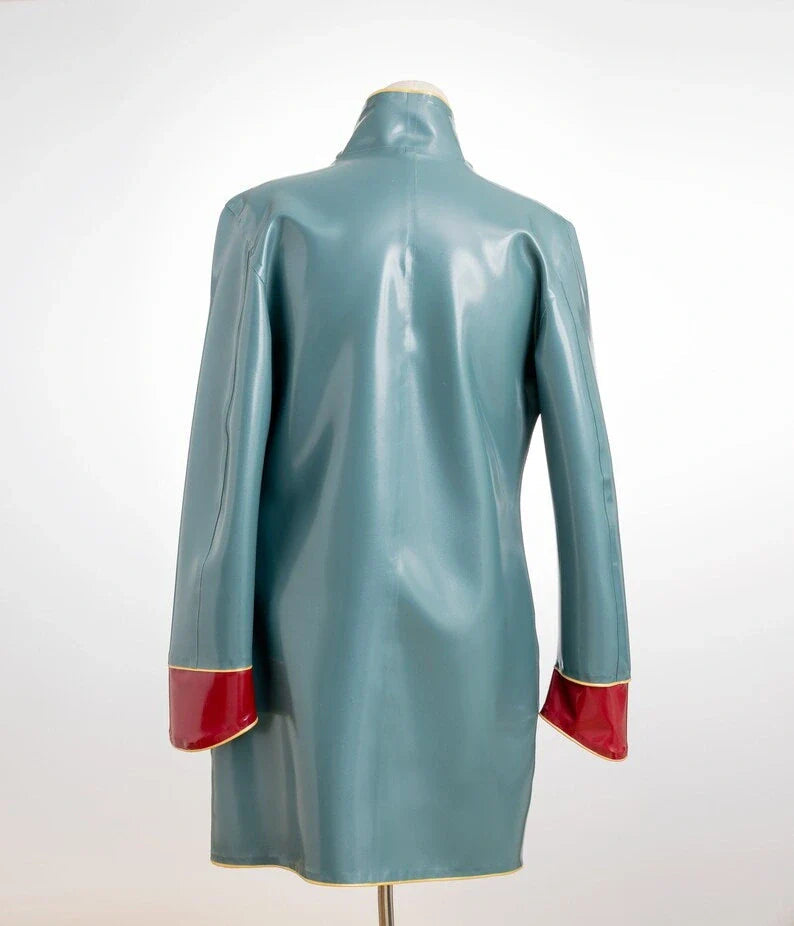 Latex Uniform Frock Coat with Contrast Trim