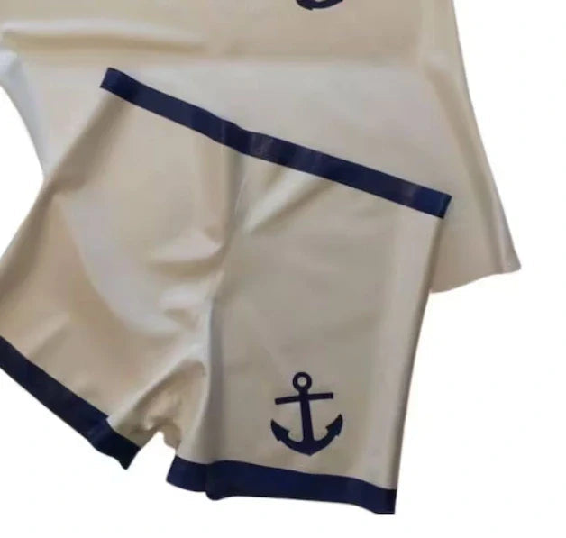 Latex Three-Piece Sailor Outfit with Anchor Appliqué