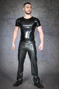 Latex Straight-Leg Trousers with Real Pockets