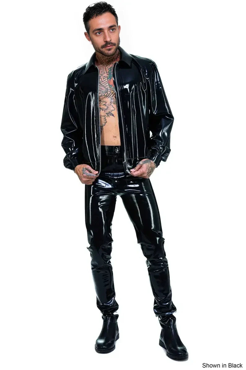 Latex Baggy Sleeves Jacket With Collar – Classic Handmade Men's Latex Bomber