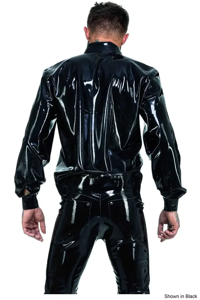 Latex Baggy Sleeves Jacket With Collar – Classic Handmade Men's Latex Bomber