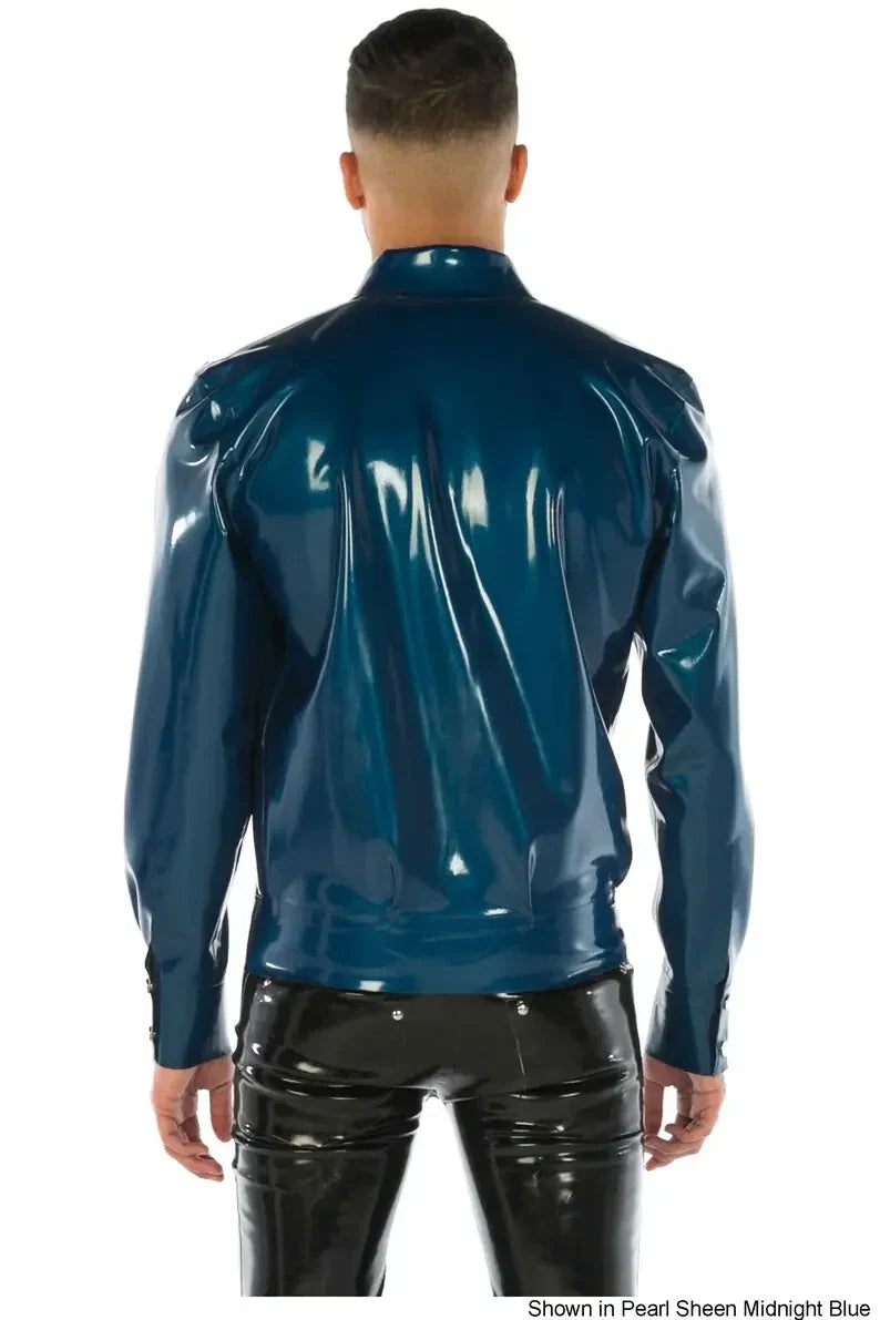Latex Baggy Sleeves Jacket With Collar – Classic Handmade Men's Latex Bomber
