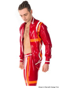 Latex Bomber Racing Style Contrast Trim Jacket – Handmade Men's Latex Outerwear