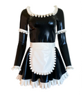 Latex Long-Sleeve Maid Mini Dress with Apron