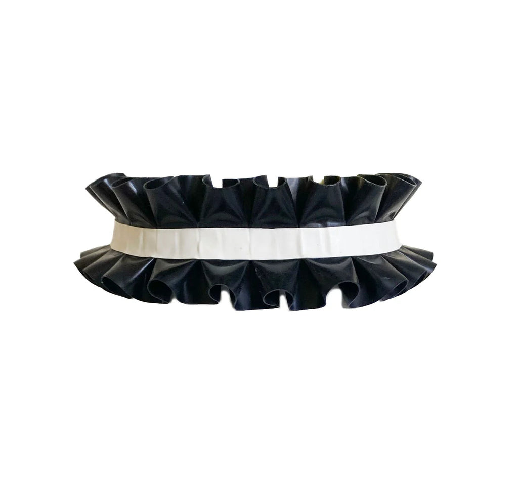 Latex Pleated Ruffle Choker with Contrast Band