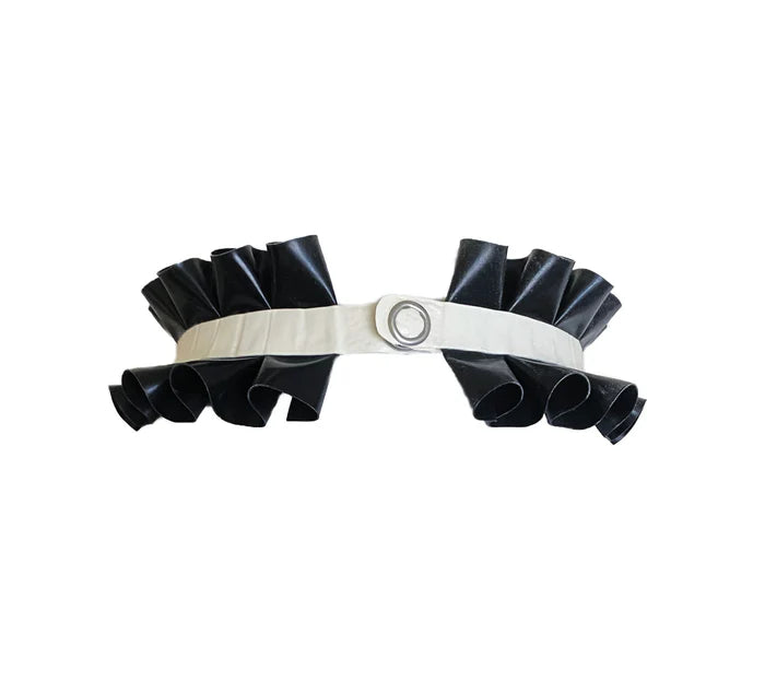 Latex Pleated Ruffle Choker with Contrast Band