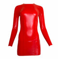Latex Long-Sleeve Micro Mini Dress – Red