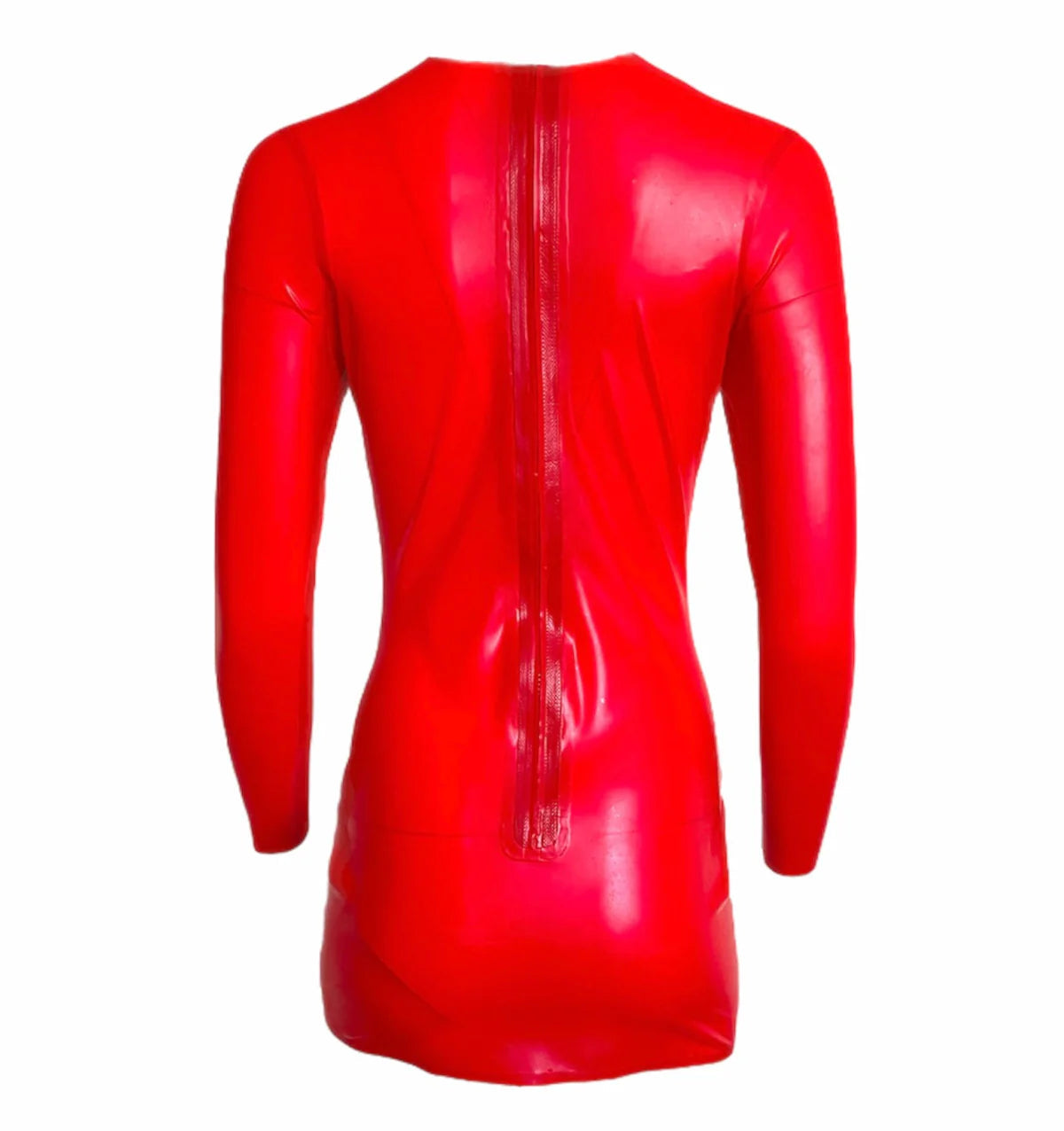 Latex Long-Sleeve Micro Mini Dress – Red
