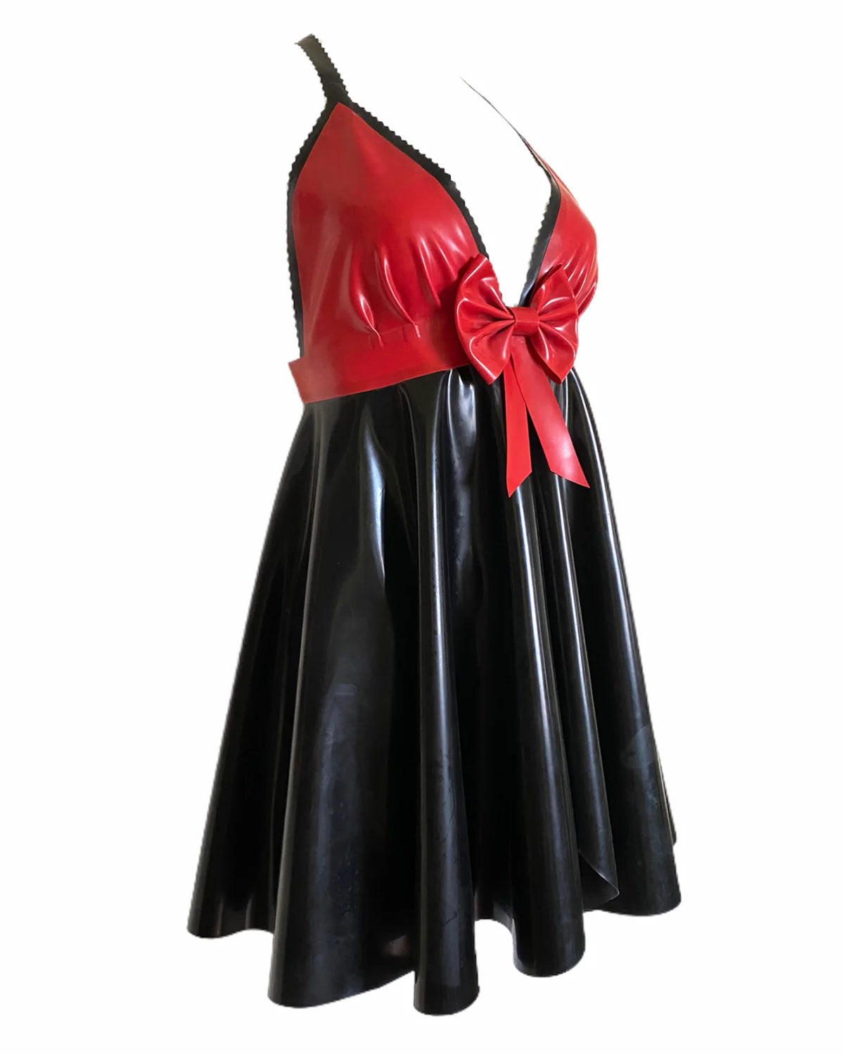 Latex Babydoll Split Front Lingerie Dress – Flirty High-Gloss Latex Dress for Women