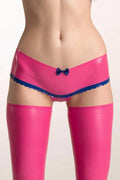 Latex Boy-Short Briefs with Frill Hem and Bow Detail – Pink and Blue