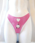 Latex High-Cut Briefs with Heart Cut-Out and Metal O-Ring – Pink