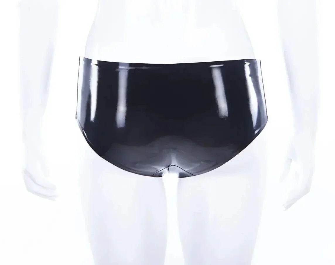 Latex High-Waisted Briefs – Black