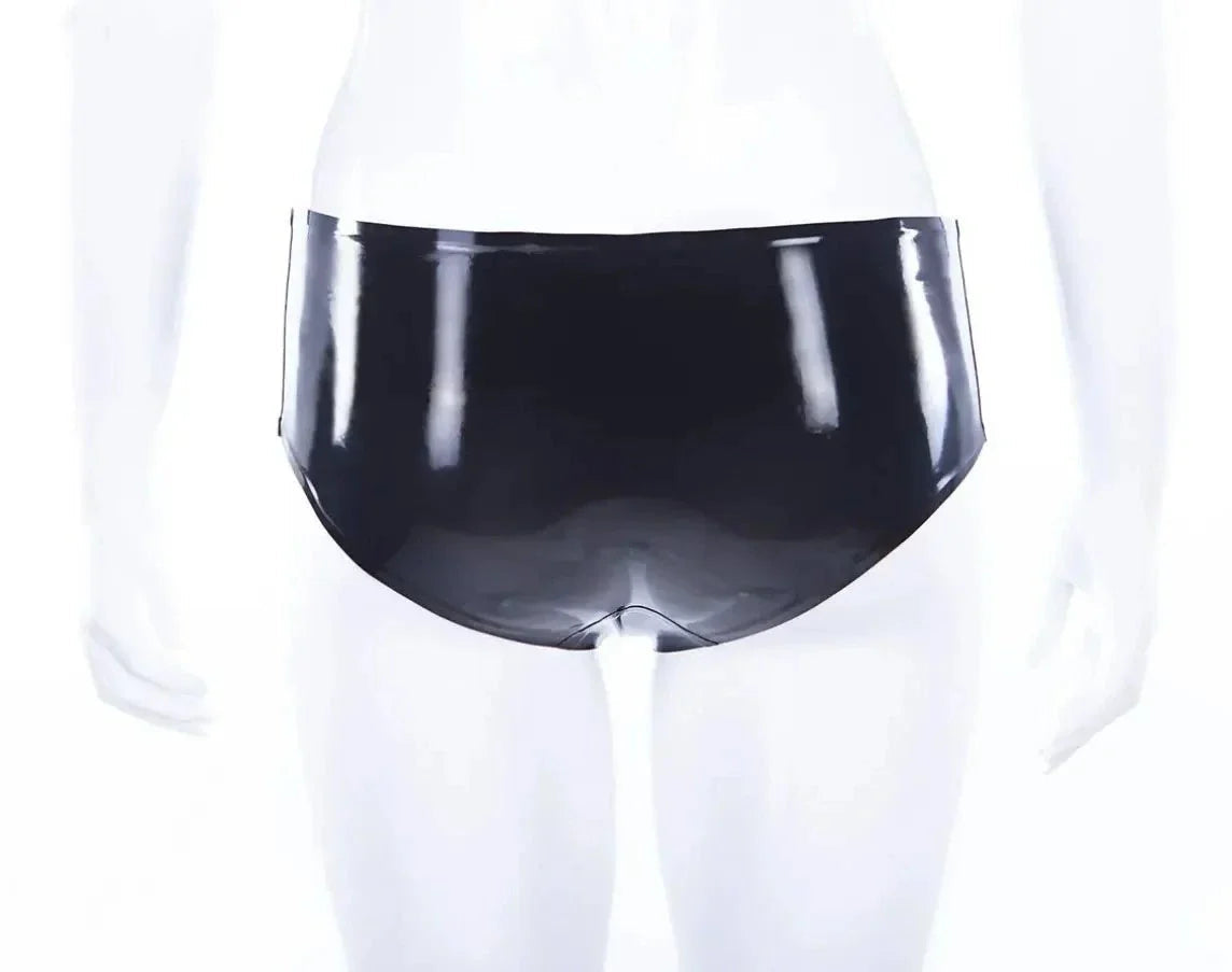 Latex High-Waisted Briefs – Black