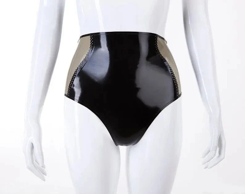 High-Waisted Latex Panty with Perforated Trim